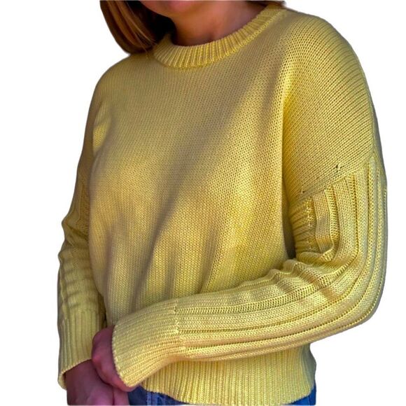 For The Republic Crew Neck Cotton Sweater Womens Medium Yellow AU0316 - Picture 1 of 7